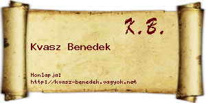 Kvasz Benedek névjegykártya